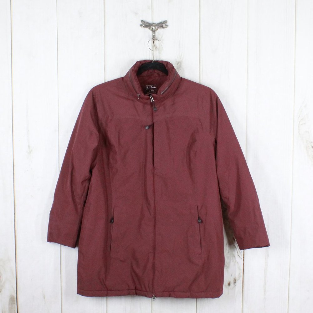 LL Bean Purple Primaloft Insulated Mid-Length Windbreaker Jacket Size XL